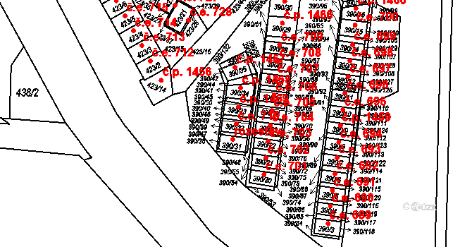 Ráj 710, Karviná na parcele st. 390/32 v KÚ Ráj, Katastrální mapa
