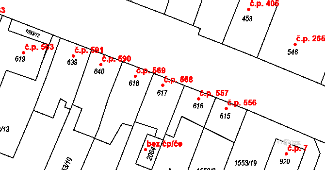 Kateřinky 568, Opava na parcele st. 617 v KÚ Kateřinky u Opavy, Katastrální mapa