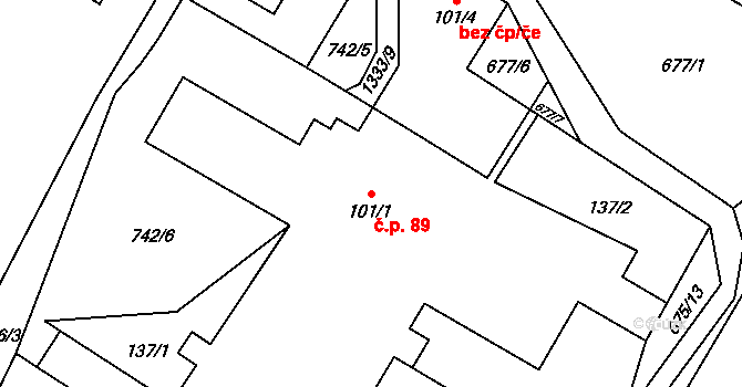Hrabenov 89, Ruda nad Moravou na parcele st. 101/1 v KÚ Hrabenov, Katastrální mapa