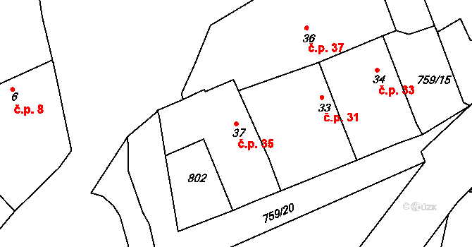 Mlékojedy 35, Neratovice na parcele st. 37 v KÚ Mlékojedy u Neratovic, Katastrální mapa