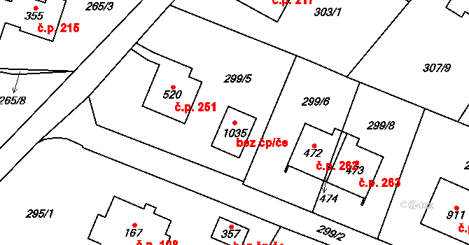 Vrchlabí 71301917 na parcele st. 1035 v KÚ Podhůří-Harta, Katastrální mapa
