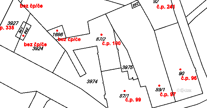 Cvikov I 100, Cvikov na parcele st. 87/2 v KÚ Cvikov, Katastrální mapa