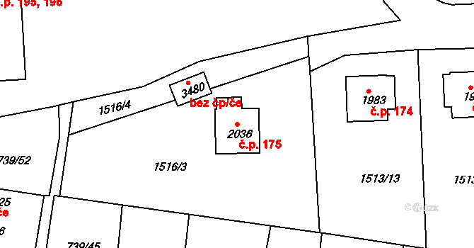 Nádražní Předměstí 175, Český Krumlov na parcele st. 2036 v KÚ Český Krumlov, Katastrální mapa