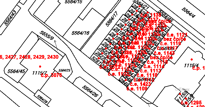 Žatec 1134 na parcele st. 2823 v KÚ Žatec, Katastrální mapa