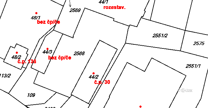 Olešná 30 na parcele st. 44/2 v KÚ Olešná u Havlíčkova Brodu, Katastrální mapa