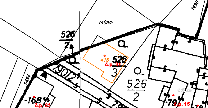 Vysoká 31, Suchdol na parcele st. 415 v KÚ Suchdol u Kutné Hory, Katastrální mapa