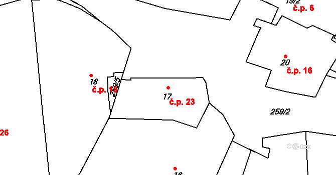 Chlístov 23 na parcele st. 17 v KÚ Chlístov u Dobrušky, Katastrální mapa
