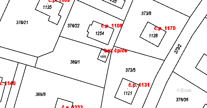 Kamenice 100370918 na parcele st. 1255 v KÚ Ládví, Katastrální mapa
