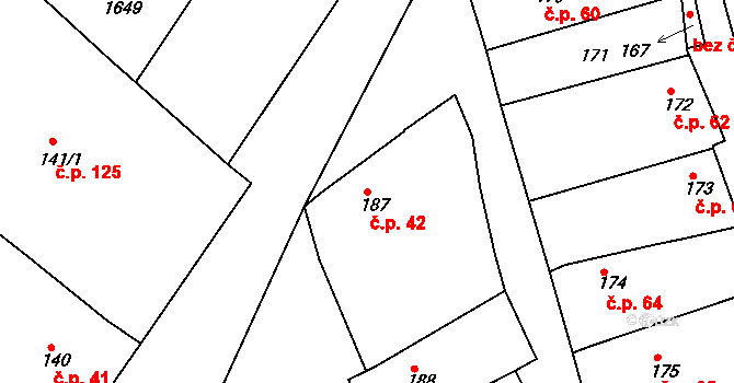 Konice 42, Znojmo na parcele st. 187 v KÚ Konice u Znojma, Katastrální mapa