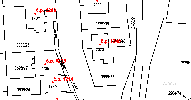 Lipník nad Bečvou I-Město 1348, Lipník nad Bečvou na parcele st. 2323 v KÚ Lipník nad Bečvou, Katastrální mapa
