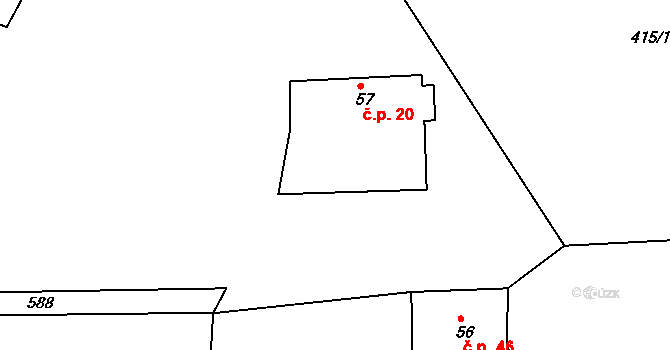 Zásadka 20, Boseň na parcele st. 57 v KÚ Boseň, Katastrální mapa