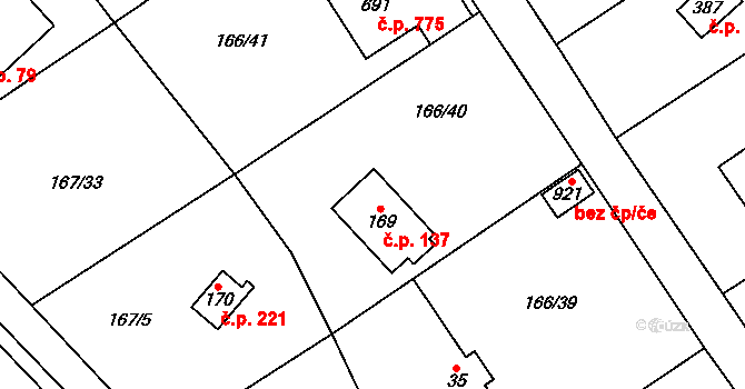 Březová 137, Březová-Oleško na parcele st. 169 v KÚ Březová u Zvole, Katastrální mapa