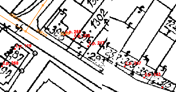 Tvarožná Lhota 217 na parcele st. 283 v KÚ Tvarožná Lhota, Katastrální mapa