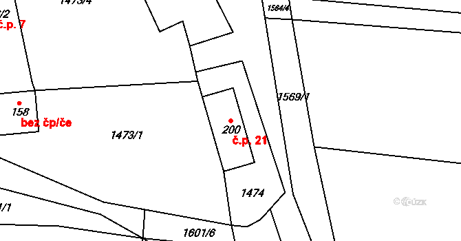 Lhota Bubeneč 21, Křivsoudov na parcele st. 200 v KÚ Křivsoudov, Katastrální mapa