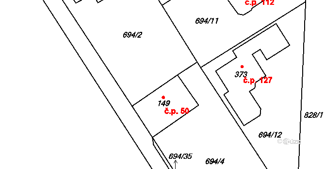 Žernovka 50, Mukařov na parcele st. 149 v KÚ Žernovka, Katastrální mapa