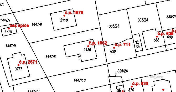 Brandýs nad Labem 1662, Brandýs nad Labem-Stará Boleslav na parcele st. 2139 v KÚ Brandýs nad Labem, Katastrální mapa
