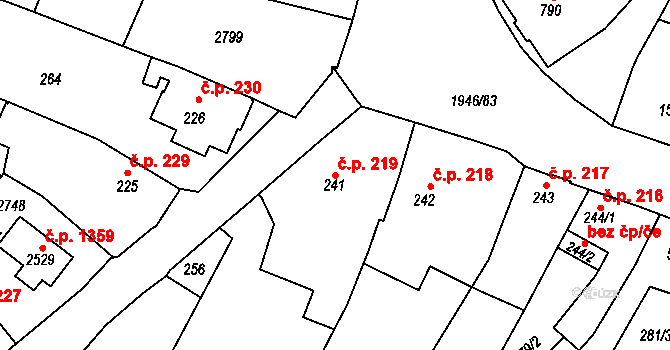 Třebechovice pod Orebem 219 na parcele st. 241 v KÚ Třebechovice pod Orebem, Katastrální mapa