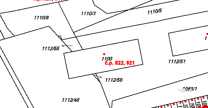 Hořovice 821,822 na parcele st. 1100 v KÚ Hořovice, Katastrální mapa