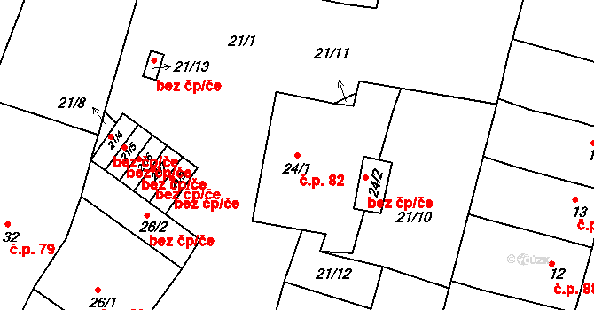 Březnice 82 na parcele st. 24/1 v KÚ Březnice, Katastrální mapa