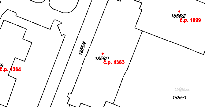 Kadaň 1363 na parcele st. 1856/1 v KÚ Kadaň, Katastrální mapa