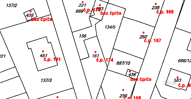 Hrotovice 174 na parcele st. 161 v KÚ Hrotovice, Katastrální mapa