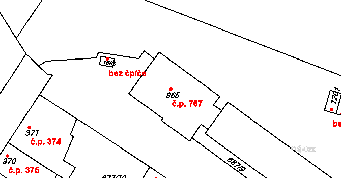 Náměšť nad Oslavou 767 na parcele st. 965 v KÚ Náměšť nad Oslavou, Katastrální mapa