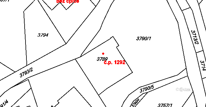Místek 1292, Frýdek-Místek na parcele st. 3789 v KÚ Místek, Katastrální mapa