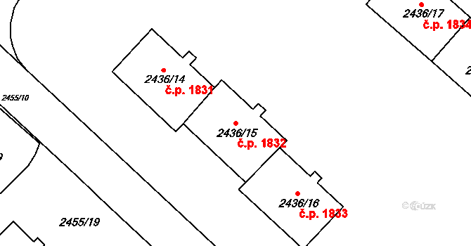 Sokolov 1832 na parcele st. 2436/15 v KÚ Sokolov, Katastrální mapa