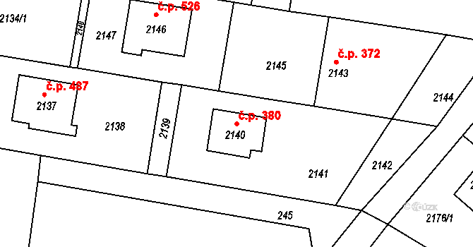 Jablůnka 380 na parcele st. 2140 v KÚ Jablůnka, Katastrální mapa