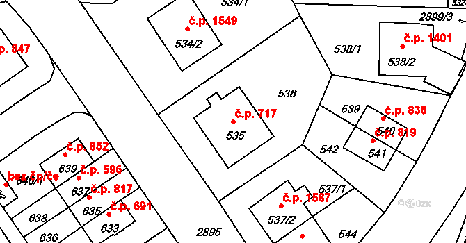 Braník 717, Praha na parcele st. 535 v KÚ Braník, Katastrální mapa