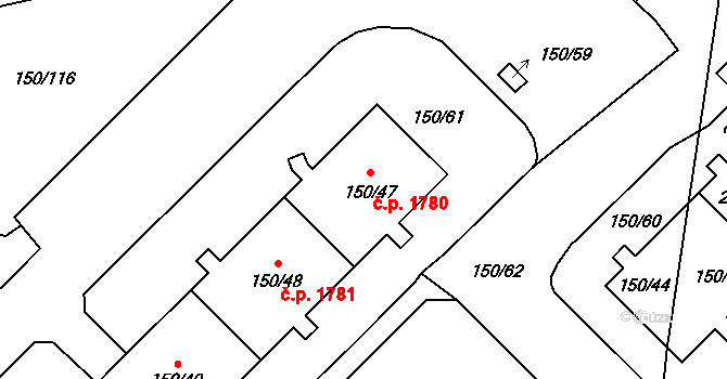 Stodůlky 1780, Praha na parcele st. 150/47 v KÚ Stodůlky, Katastrální mapa