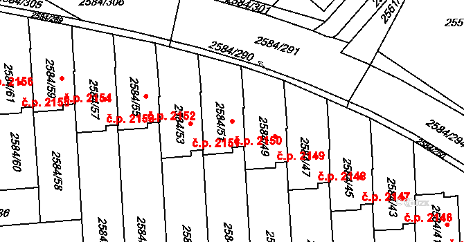 Břevnov 2150, Praha na parcele st. 2584/51 v KÚ Břevnov, Katastrální mapa