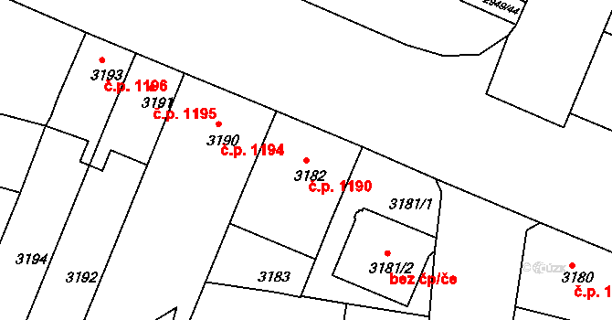 České Budějovice 3 1190, České Budějovice na parcele st. 3182 v KÚ České Budějovice 3, Katastrální mapa