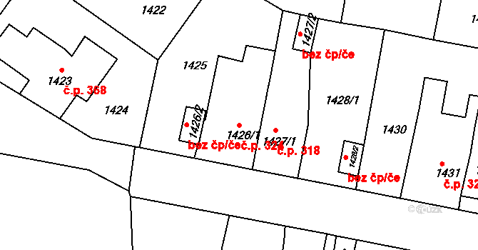 Teplické Předměstí 324, Bílina na parcele st. 1426/1 v KÚ Bílina, Katastrální mapa