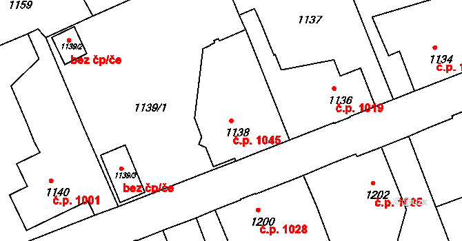 Rumburk 1 1045, Rumburk na parcele st. 1138 v KÚ Rumburk, Katastrální mapa
