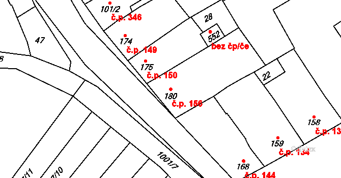 Držovice 156 na parcele st. 180 v KÚ Držovice na Moravě, Katastrální mapa