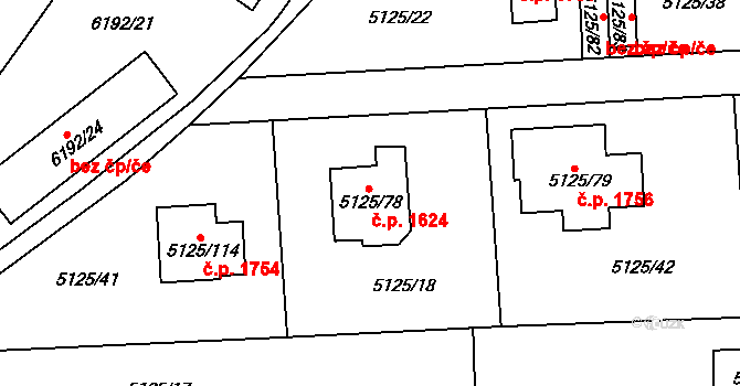 Černošice 1624 na parcele st. 5125/78 v KÚ Černošice, Katastrální mapa