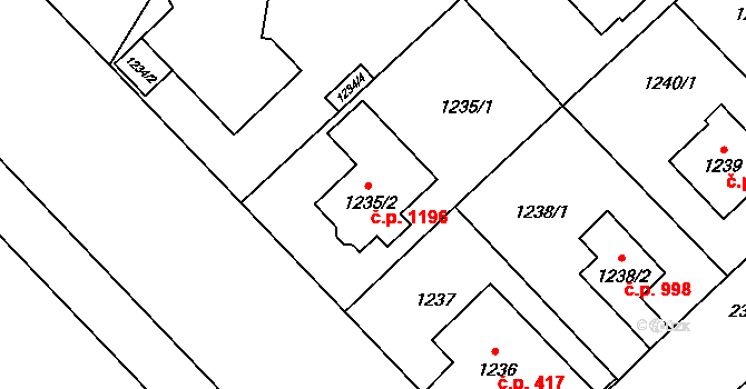 Suchdol 1196, Praha na parcele st. 1235/2 v KÚ Suchdol, Katastrální mapa
