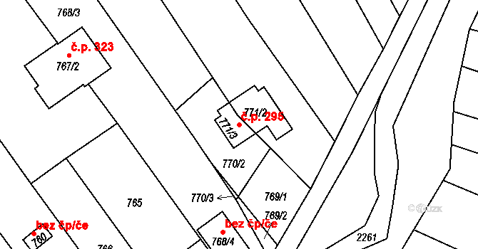 Pohořelice 295 na parcele st. 771/2 v KÚ Pohořelice u Napajedel, Katastrální mapa