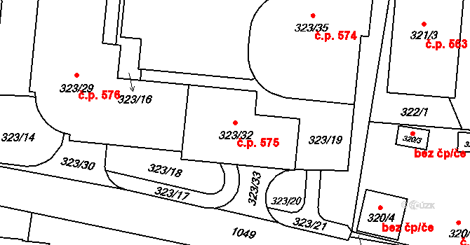 Liberec VII-Horní Růžodol 575, Liberec na parcele st. 323/32 v KÚ Horní Růžodol, Katastrální mapa