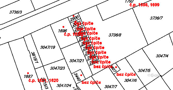 Česká Třebová 39390918 na parcele st. 2906 v KÚ Česká Třebová, Katastrální mapa