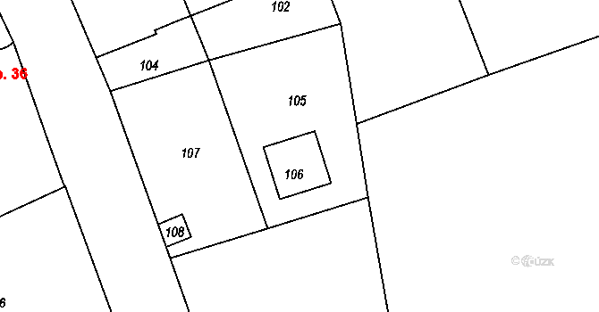 Hodkovice nad Mohelkou 40789918 na parcele st. 106 v KÚ Jílové u Hodkovic nad Mohelkou, Katastrální mapa