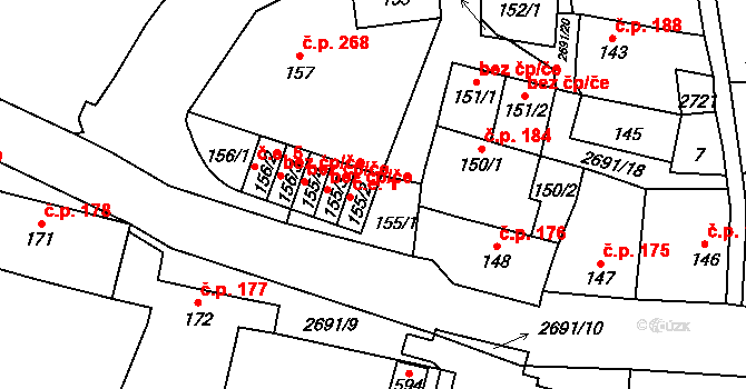 Hoštka 41084918 na parcele st. 155/2 v KÚ Hoštka, Katastrální mapa