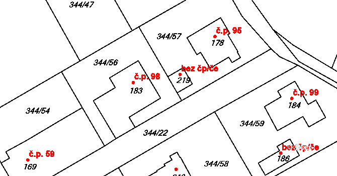 Boseň 41547918 na parcele st. 219 v KÚ Boseň, Katastrální mapa