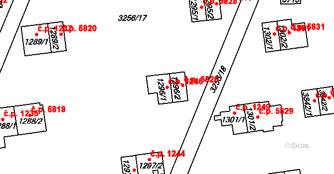 Zlín 1246 na parcele st. 1296/1 v KÚ Zlín, Katastrální mapa