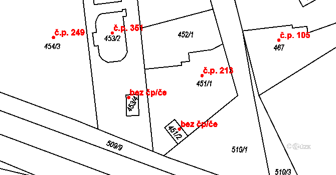 Malešov 44006918 na parcele st. 451/1 v KÚ Malešov, Katastrální mapa