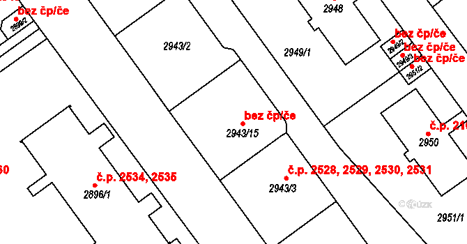 Teplice 45117918 na parcele st. 2943/15 v KÚ Teplice, Katastrální mapa