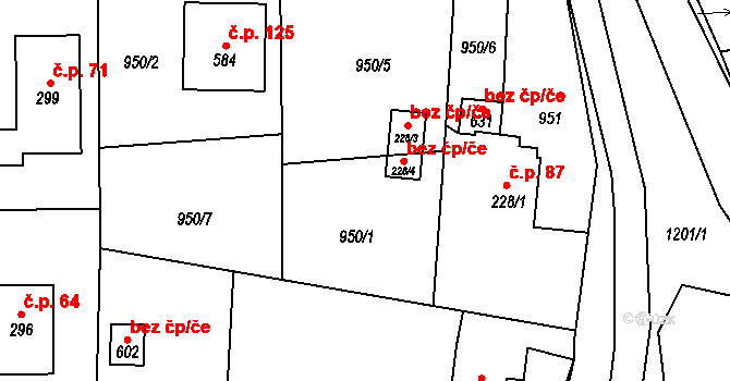 Hukvaldy 46651918 na parcele st. 228/4 v KÚ Sklenov, Katastrální mapa