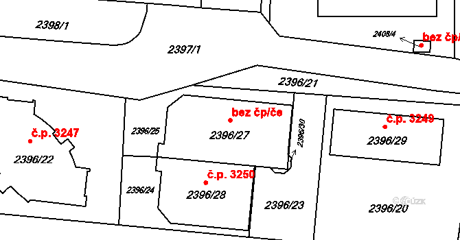 Ostrava 49162918 na parcele st. 2396/27 v KÚ Martinov ve Slezsku, Katastrální mapa
