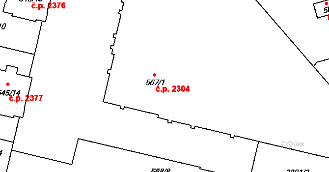 Benešov 2304 na parcele st. 567/1 v KÚ Benešov u Prahy, Katastrální mapa